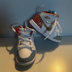 Kids White and Gold Sneakers